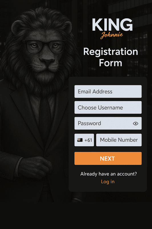 King Johnnie registration form