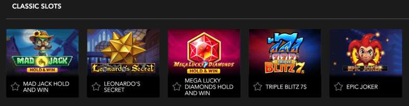 Classic slots at King Johnnie casino